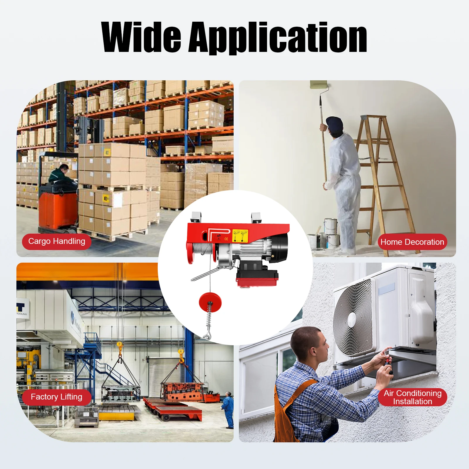 Cordless Electric Hoist, 440lbs Lifting Capacity, 39.37ft Wire Rope, Wireless Remote Control within 80m, Ideal for Warehouses