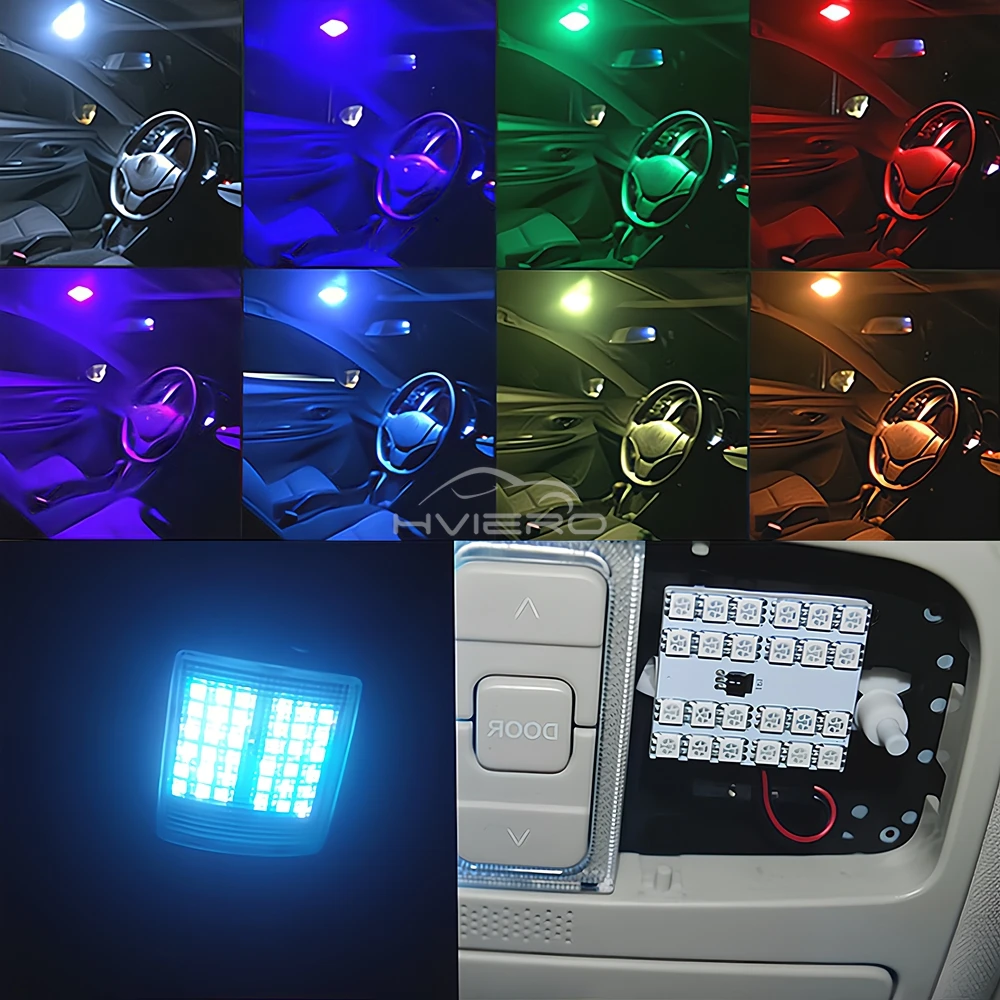 2Pcs T10 W5w RGB 5050 36SMD Auto Led Bulb 12v License Plate Light Remote Control Multicolor Car Panel Interior Reading Dome Lamp
