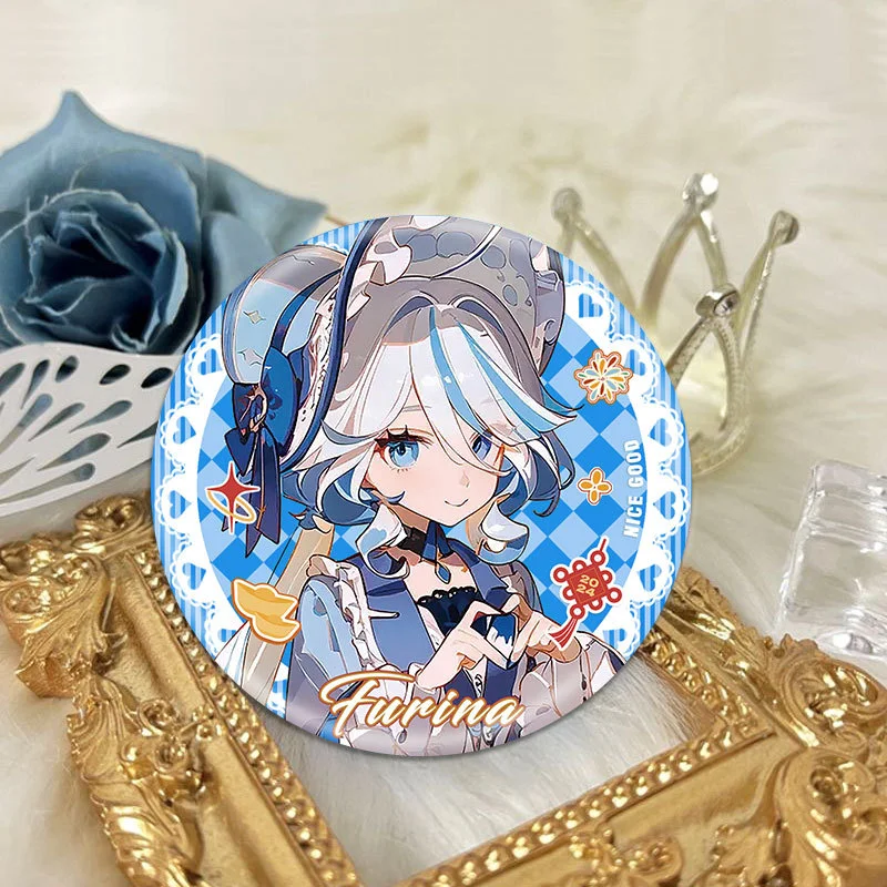 1PC Anime Game Genshin Furina Nahida Hutao New Year Badges Brooches Women Clothes Scarves Pins Decorations Boy\'s Beautiful Gifts
