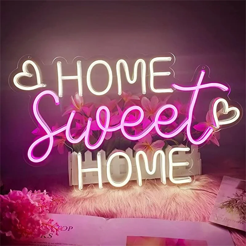 Imagem -02 - Lâmpada de Parede Led Neon Sign para Quarto Letras Estéticas Decoração de Sala Quente Usb Lâmpada para Festa Decoração Festival Home Sweet Home