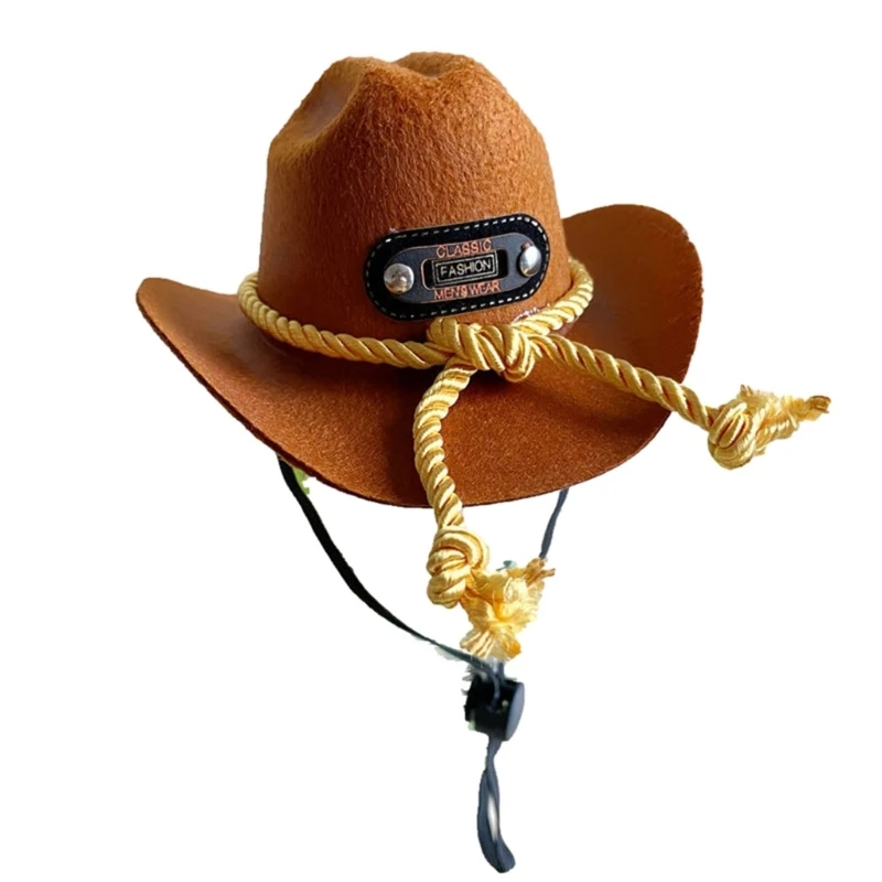 Fashion Cowboy Hat for Cats Dog Puppy Winter Warm Headgear Role Play Props Hat DropShip