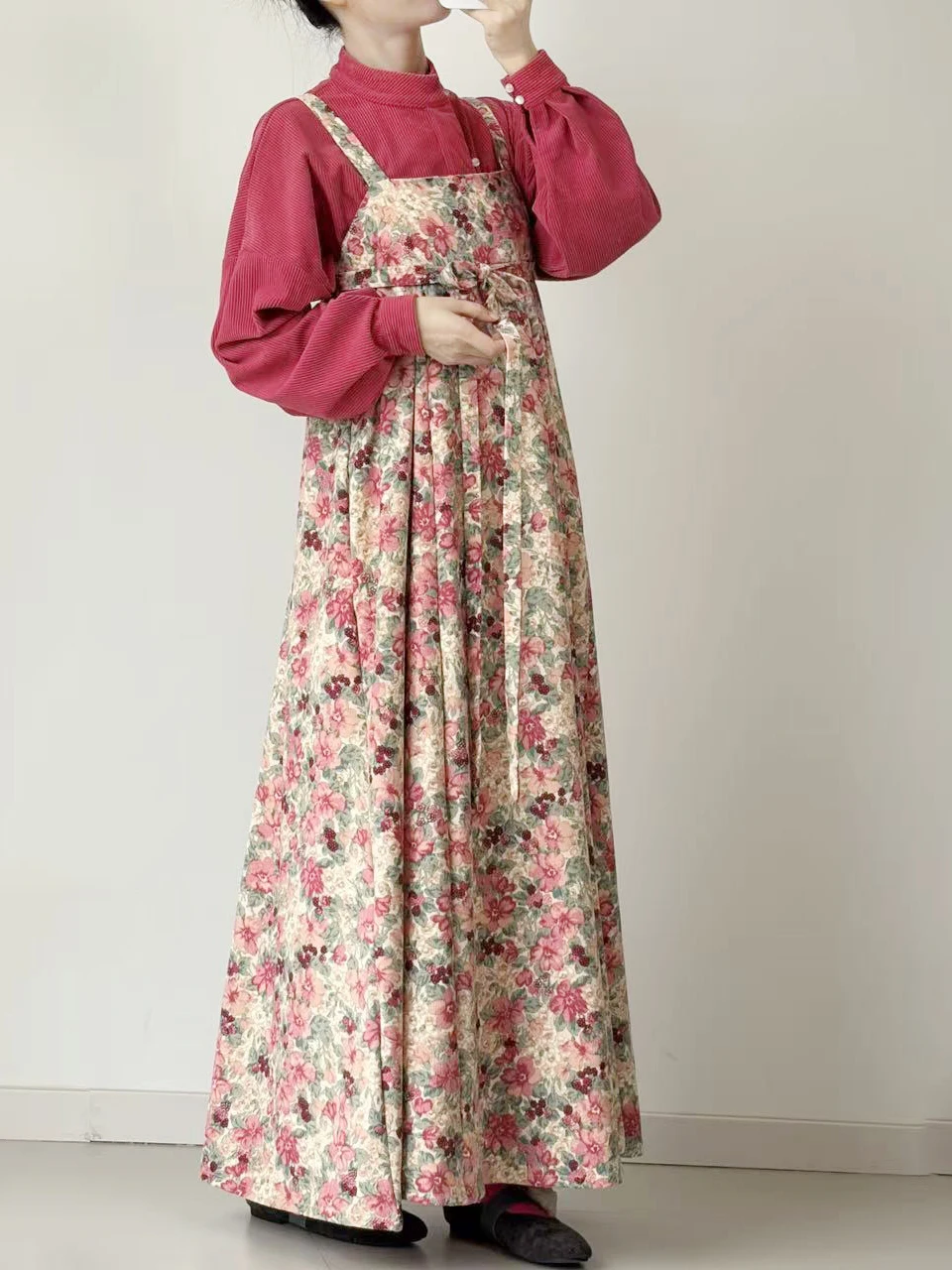 

Original Hanfu Women's Corduroy ter Skirt with ket Daily Wear Option to Add Chest Pad k Sve Overflowing Fraance