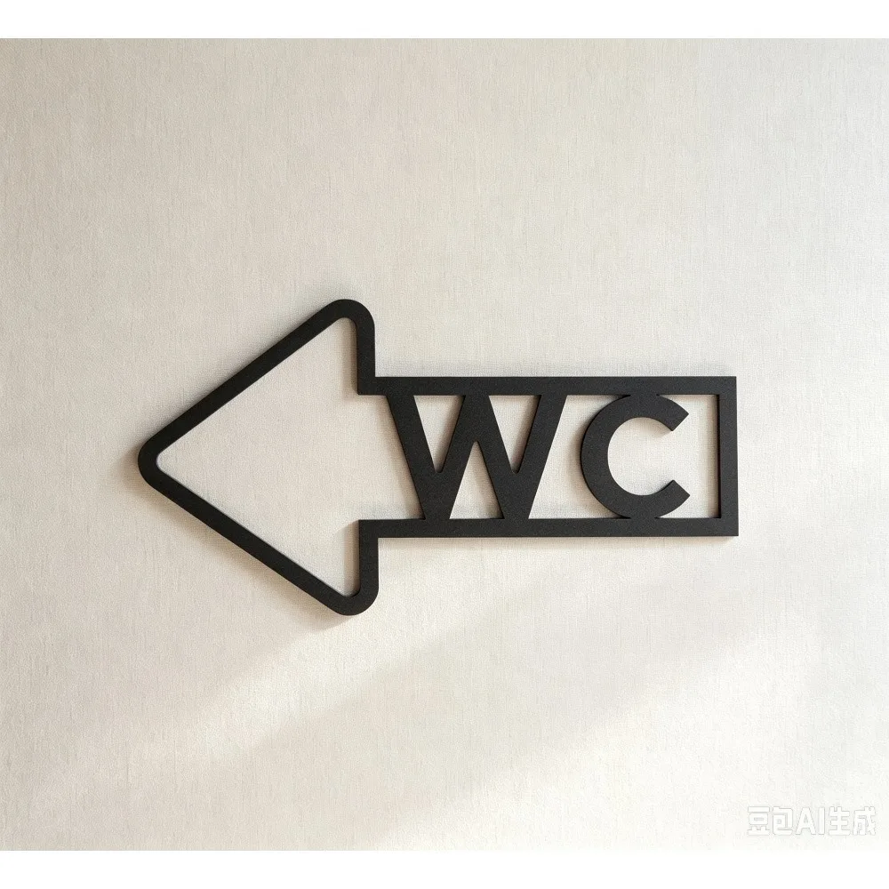CIFBUY Acrylic Wall Art Minimalist WC Arrow Sign Restroom Decor For Home Office Bathroom Indoor Signage