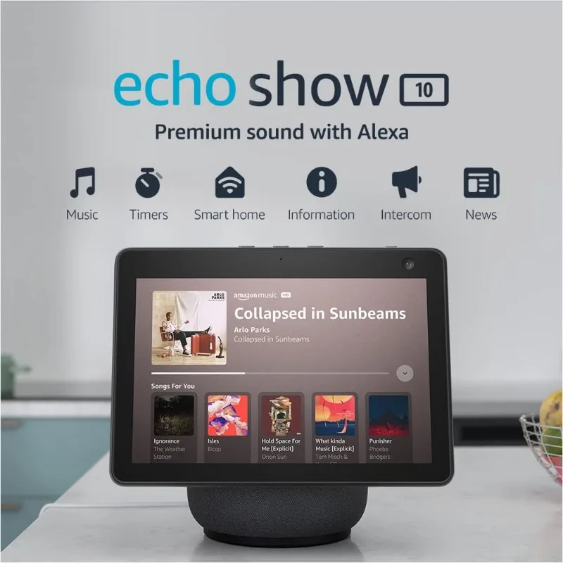 Show 10 (3rd Gen) | HD smart display with premium sound, motion and Alexa | Charcoal