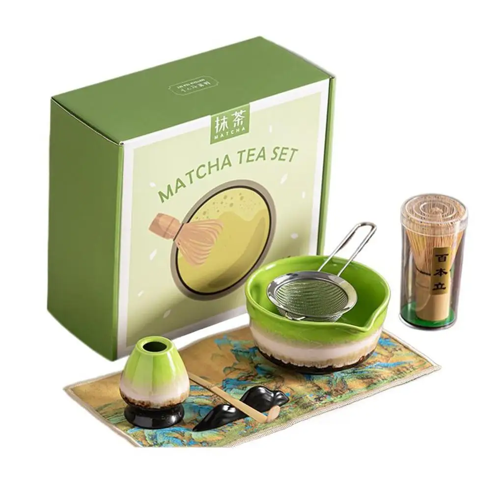 Ceremonia del Té Matcha, Ceremonia del Té Japonesa, Juego de 7 Piezas de Matcha y Batidor Chashaku, Utensilios, Tazón, Batidor Chasen, Cuchara para Té