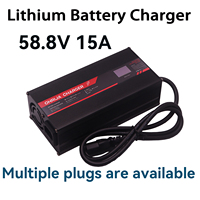 OHRIJA 58.8V 15A High power Fast Charger For 14S 48V  Lithium Battery Charger igh-power intelligent display aluminum shell case