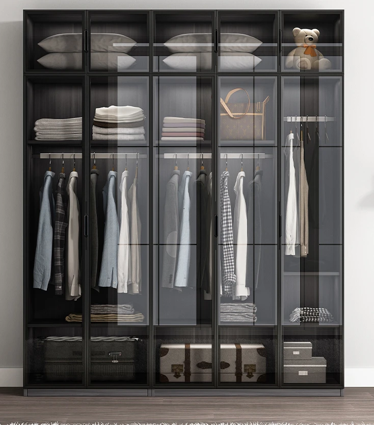 Wardrobe, household bedroom, small unit, glass door, cloakroom combination, 4-5-6 door, large wardrobe