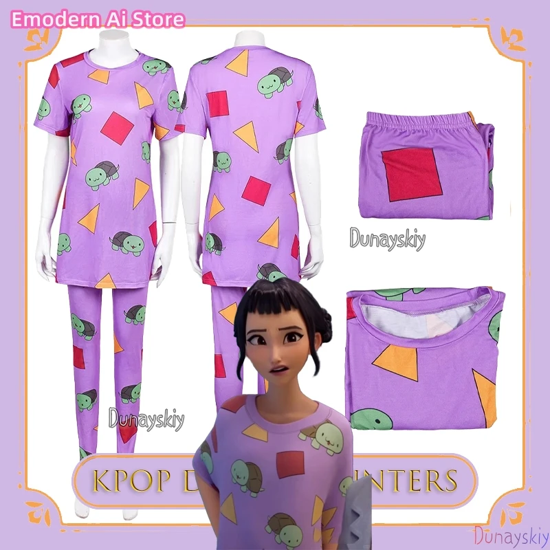 

BKPop De Mon Hunters Zoey Mira, пижамы для косплея, фиолетовая одежда для сна с геометрическим принтом, наряд для выступлений на Хэллоуин, 코스프레, вечерние