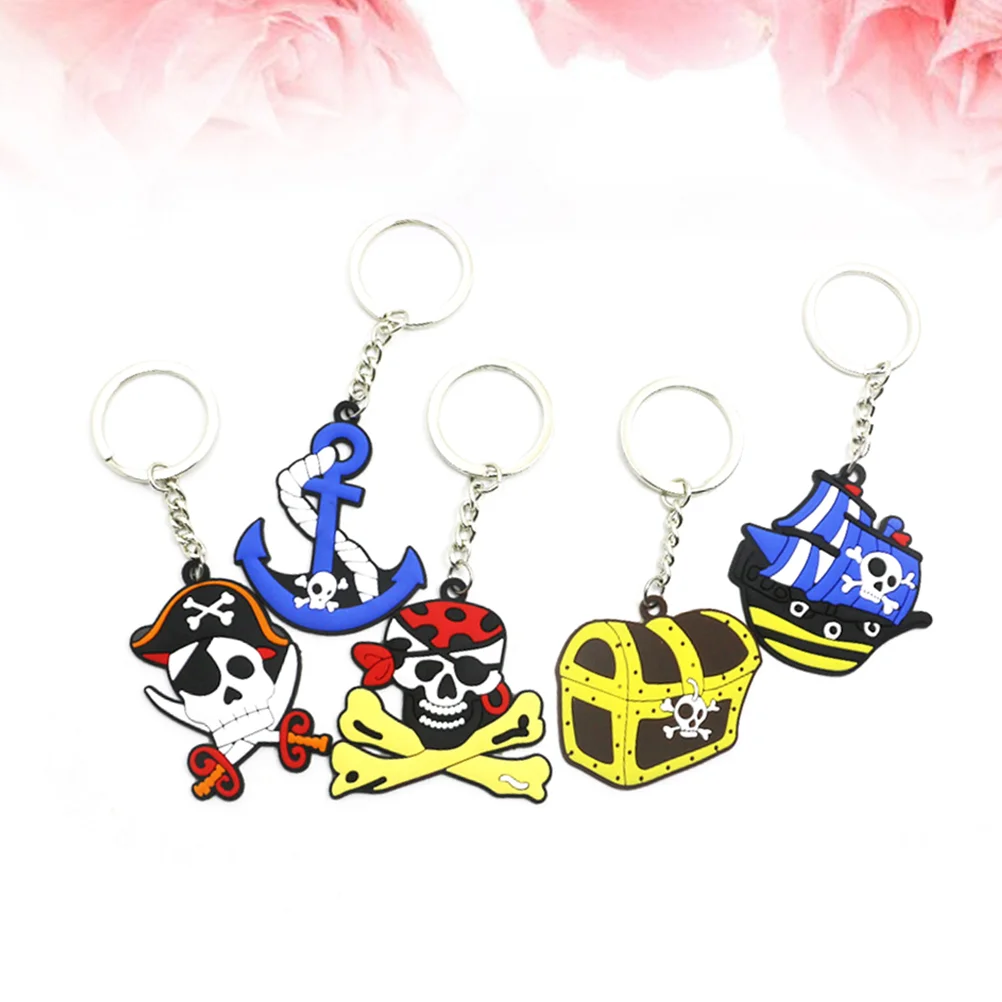 

5 Pcs Key Ring Creative Gift Keychains Pirate Keyring Halloween Skull Hanging Pendant