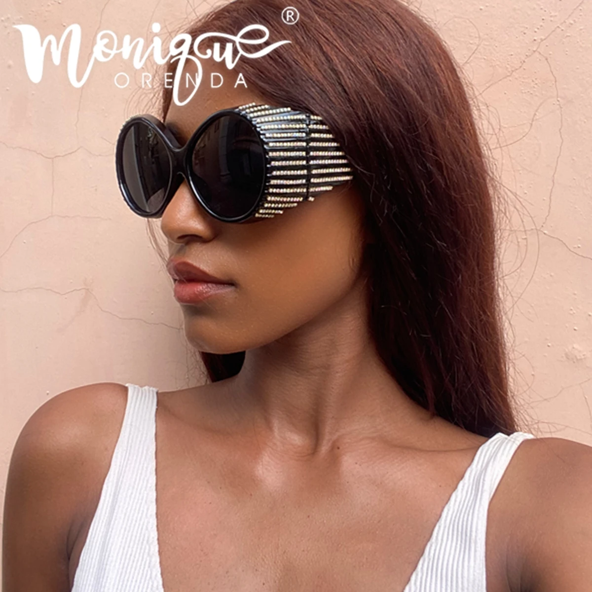 Bling diamentowe owalne punkowe okulary przeciwsłoneczne damskie modne okrągłe luksusowe okulary przeciwsłoneczne dla mężczyzn okulary Lunette Soleil Femme Vintage Occhiali
