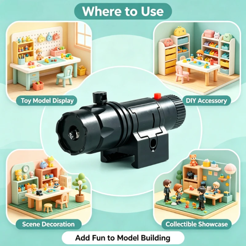Lightweight Black Decor Lighting Accessory with Red Switch & Fixed Bracket, Mini Craft Illumination Unit for Outdoor Hobby
