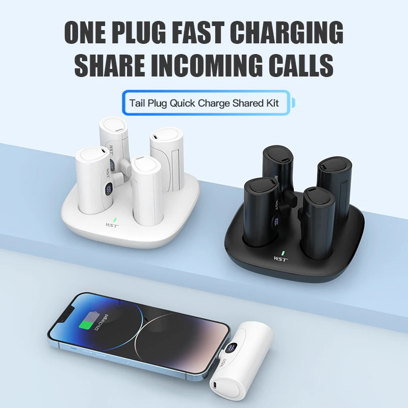 

4*5000mAh Power Bank PD20W Fast Charger Powerbank for iPhone Samsung External Battery Mobile Phone Chargers with Charger Station