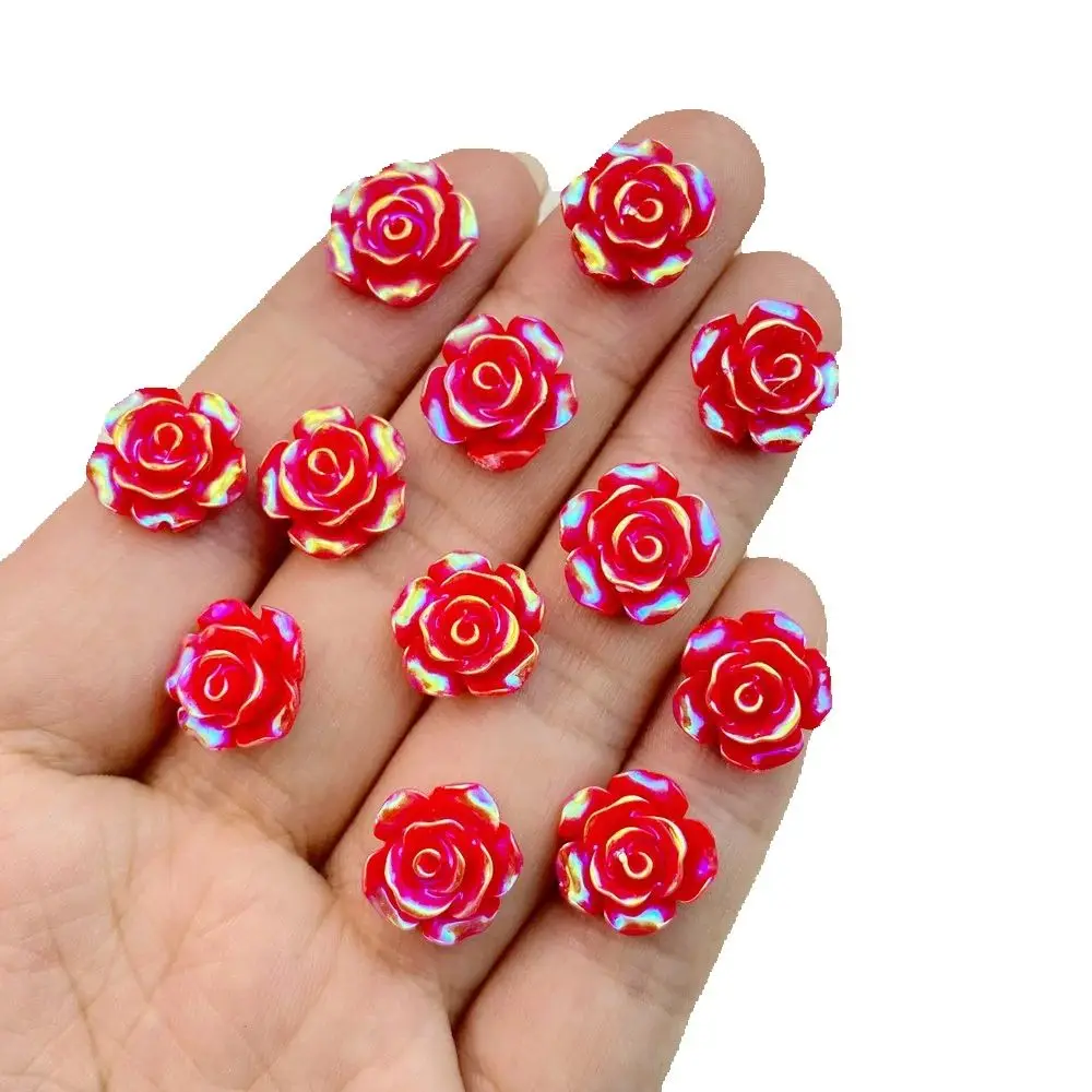 30 Stück neue, niedliche, glänzende Mini-Blumen aus Kunstharz, flache Rückseite, Maniküre-Accessoires, Verzierungen für Haarschleifen.