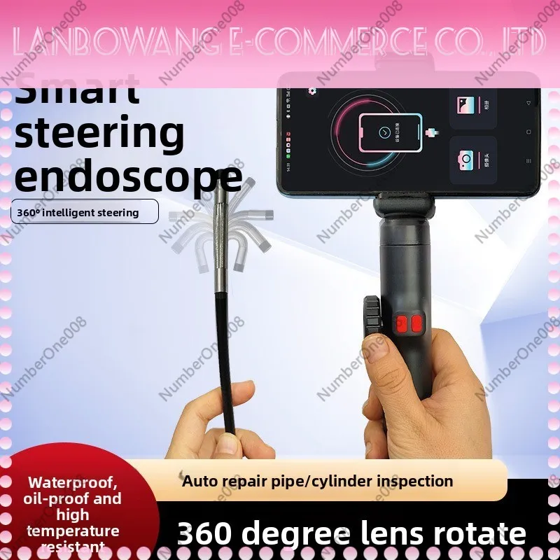 360 Degree Rotating Industrial Endoscope HD Recording Waterproof High Temperature Resistant for Car Carbon Deposit Inspection