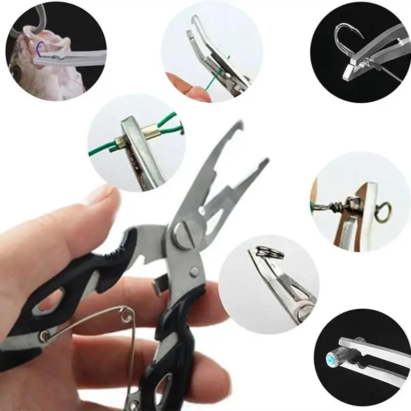 Fishing Pliers Luya Stainless Steel Curved Mouth Fish Line Scissors Multi-functional Clip Fish Sub Ring Opening Fishing Tools