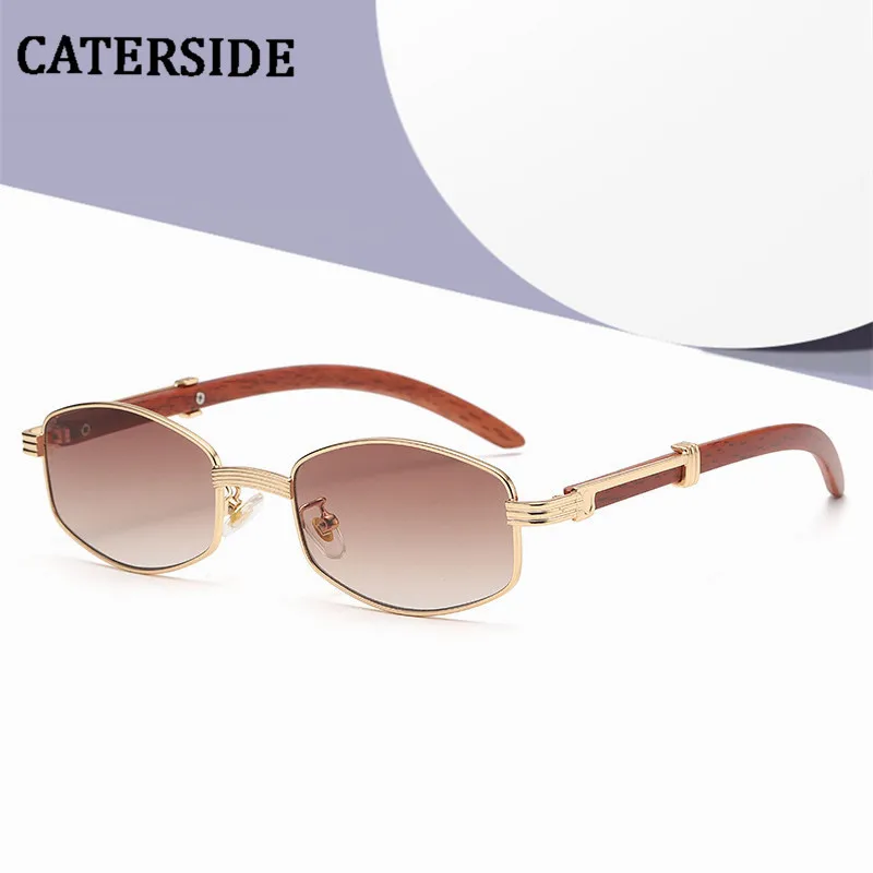 2021 Small Square Sunglasses Men Vintage Classic Sun Glasses Female Luxury Brand Designer High Quality Wood Legs Eyewear UV400