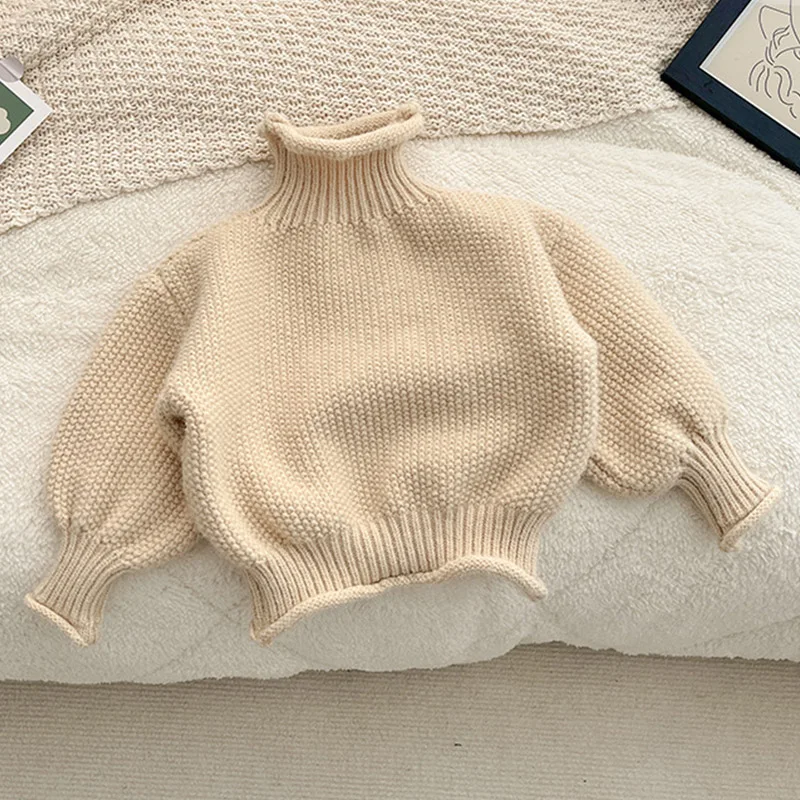 Baby Girls Winter Turtleneck Sweater Clothes 2022 Autumn Boys Children Clothing Pullover Knitted Infant Solid Color Sweaters