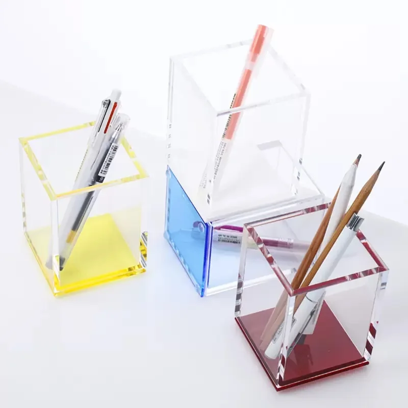 SANRUI Pencil Holder Office Desk Acrylic Pen Pot Case Stationery Container Organiser Capacity