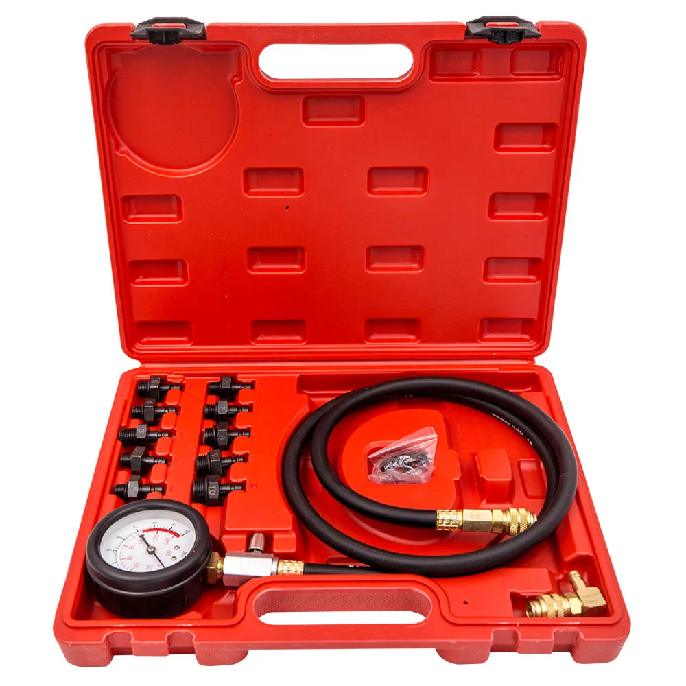 Engine Oil Pressure Test Kit Tester Car Garage Tools Oil Switch Port Adaptors