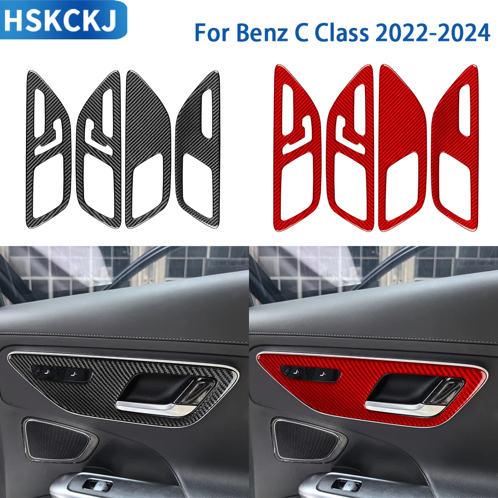 

For Mercedes Benz C Class 2022-2024 Accessories Real Soft Carbon Fiber Interior Seat Adjustment Panel Cover Trim Sticker