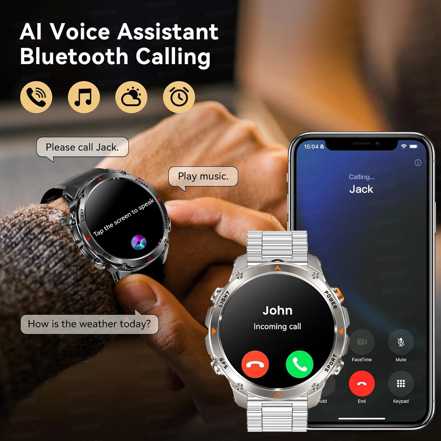 Nuevo reloj inteligente militar con posicionamiento GPS para exteriores para hombre, rastreador GPS para correr, Fitness, brújula de 10ATM/IP69, llamada HD, reloj deportivo, pulsera