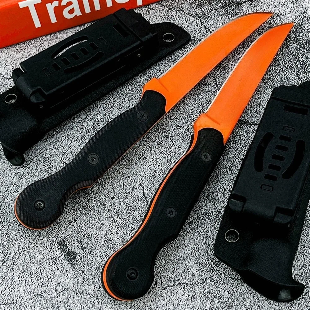 

Высококачественный нож с фиксированным клинком EDC, сталь 7Cr13MoV, оранжевое лезвие, рукоять G10, для походов, исследований, кемпинга, резки, уличный инструмент с ножнами