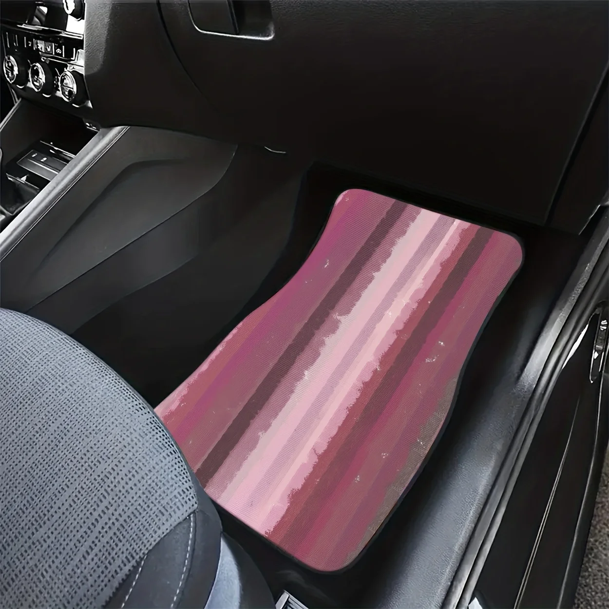 Set Of 4 Universal Car Floor Mats With A Striped Pattern, Featuring A Minimalist Digital Print Design. Stylish And Versatile, Th