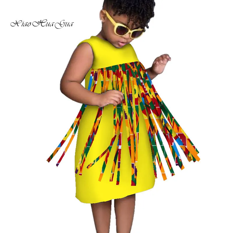 

2020 New Lovely Girls Peter O Collar Dresses Bazin Riche African Print Ankara Dresses for Kids Children African Clothing WYT335