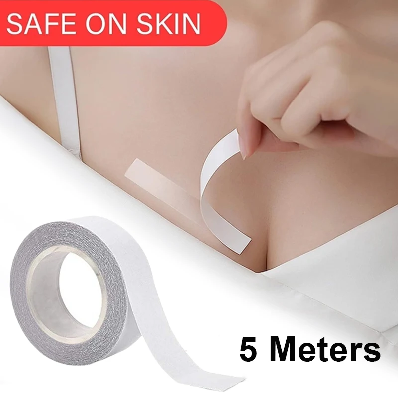 

5M Waterproof Dress Cloth Tape Double-sided Invisible Body Adhesive Stickers Anti-slip Bra Strip Safe Transparent Lingerie Tapes