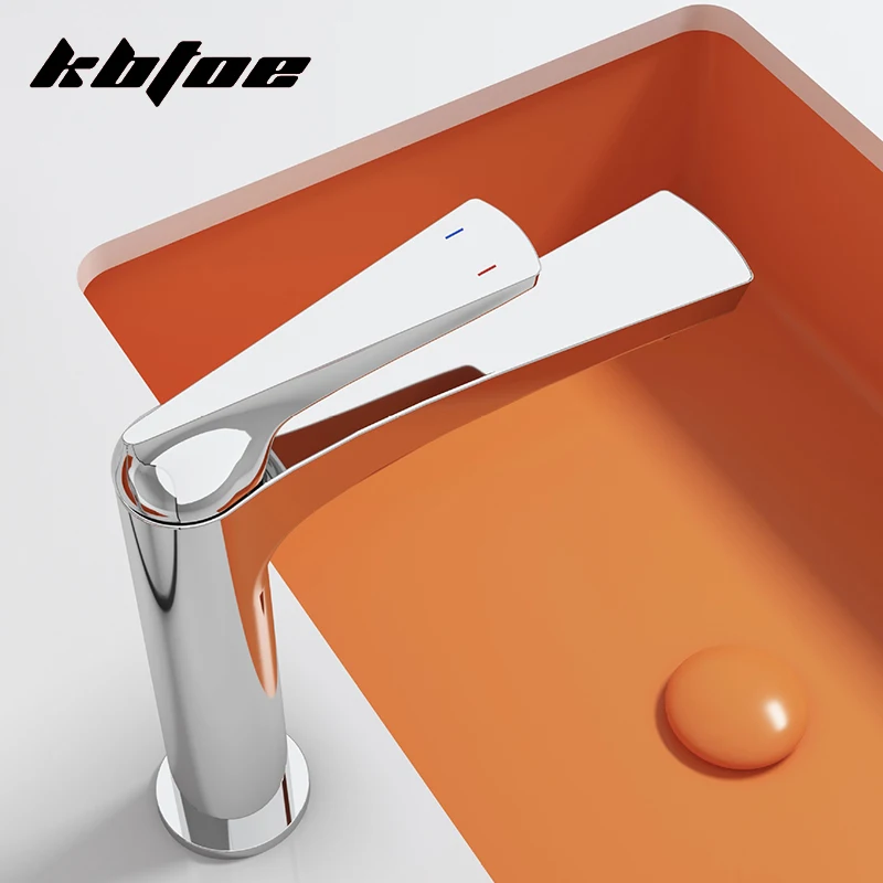 

Luxury Brass Faucet Bathroom Sink Mixer Tap Hot and Cold Water Vanity Basin Tap Crane Modern Fan-shaped Design Gun Grey/Chrome