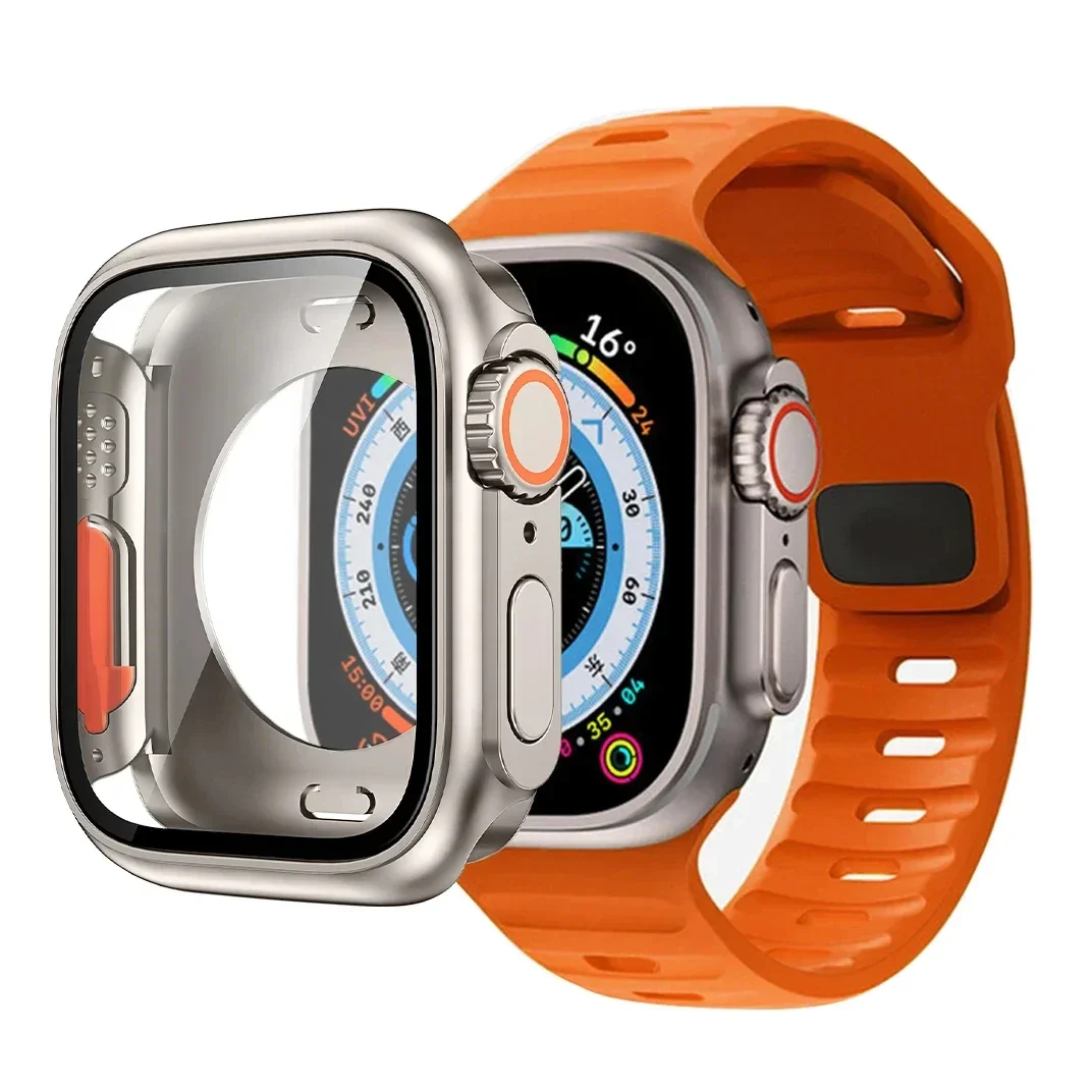 Case+Strap For Apple Watch Band 46mm 42mm 41mm 40mm Smart Silicone Bracelet Iwatch Series 10 9 8 7 6 5 4 3 Change To Ultra Case