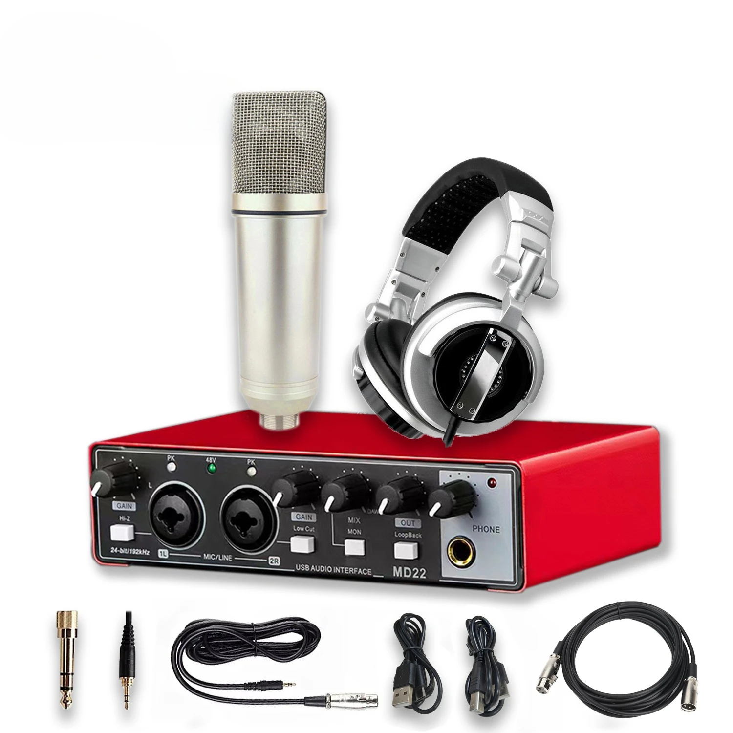 

Condenser Mic and 4input USB Sound Card Interface a Podcast and Field Record Audio Mixer