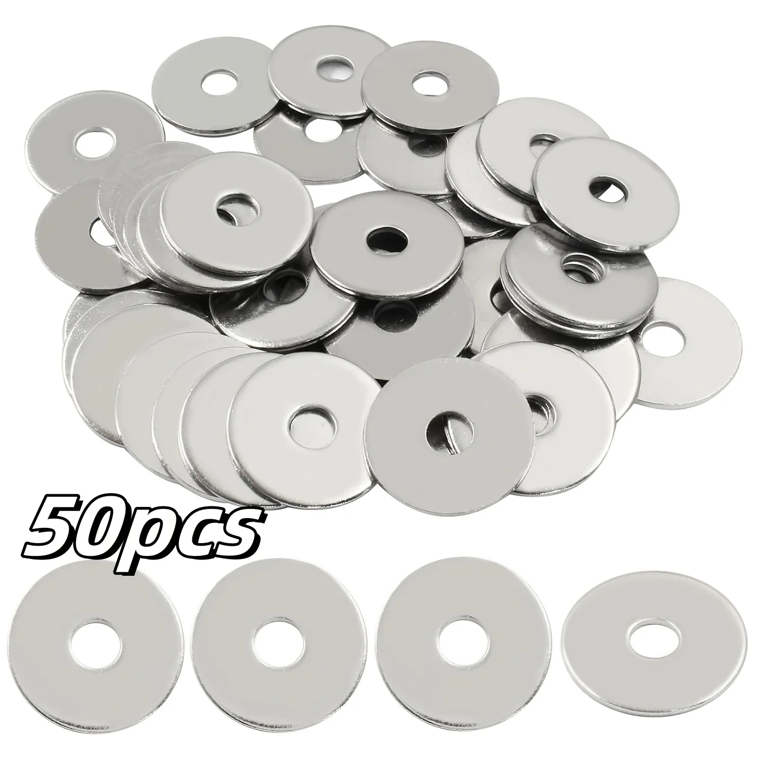 [Popular Choice] 30/50pcs Heavy-Duty Stainless Steel Flat Washers, M6/M8/M10 Sizes - Durable Metal Screw Gaskets,18-25mm OD