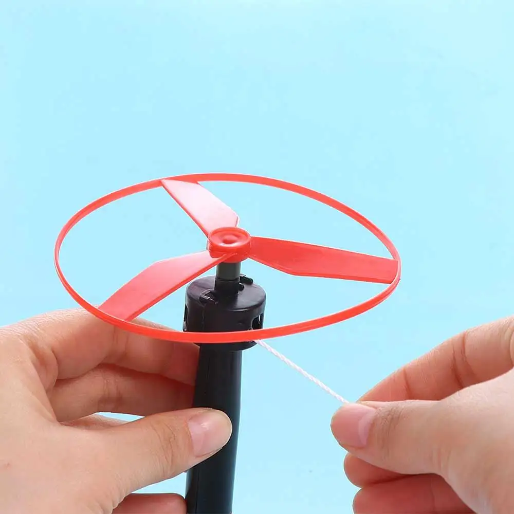 Pull String Pull String Flying Disc Outdoor Flying Spin Top Propeller Helicopter Outdoor Random Color Colorful