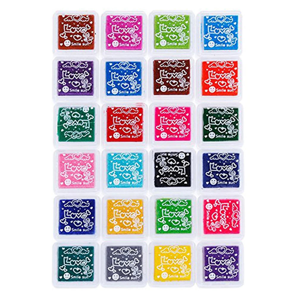 24 Colors Colorful Finger Drawing Clay Stamp Pad Fingerprint Inkpad Wedding Pads