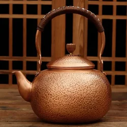 Handmade Copper Teapot Thickened Purple Kettle Tea Brewing Health Pot for Home Use Premium Tea Set