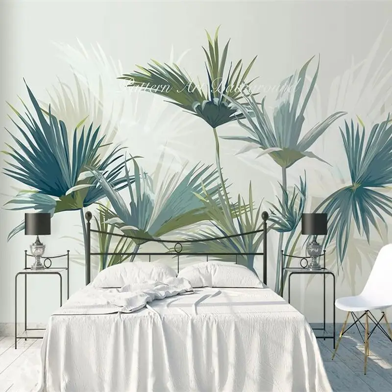 

welyu Custom wallpaper 3d mural hand-painted Nordic tropical forest palm tree living room sofa background wall papel de parede