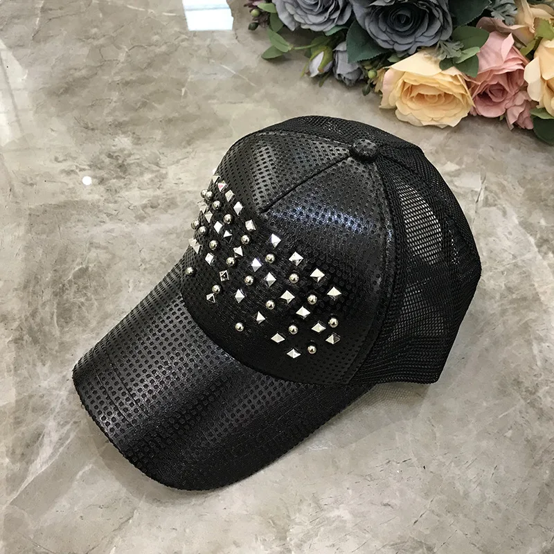 

New Korean Men Hat Party Creative Nail Bead Hip-hop Cool Baseball Cap Cycling Spring Summer Couple Sun Hat Reflective Cap