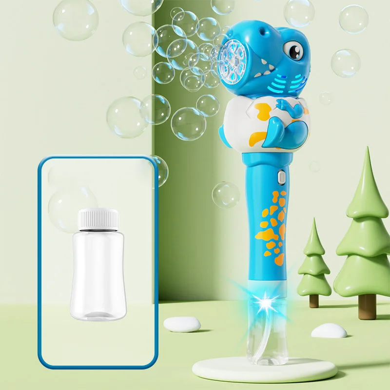 6 Hole New Dinosaur Bubble Gun Handheld Fully Automatic Bubble Machine Without Battery And Bubble Water For Kids Christmas Gift