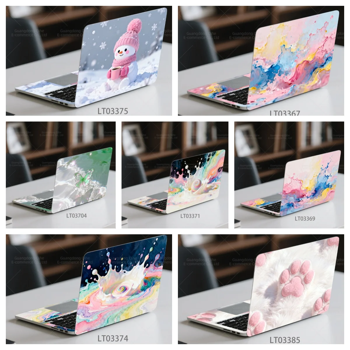 

New Arrival Laptop Stickers Colorful Abstract Style Christmas Gift PVC Self-Adhesive Removable for Notebook Laptop Decor
