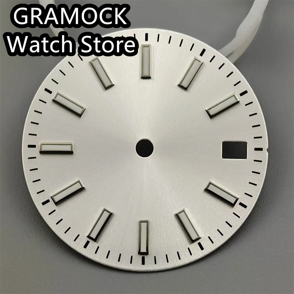 GRAMOCK 29mm Watch Dial White Black Gray Blue Dial Green Luminous Fit NH35 NH36 Movement