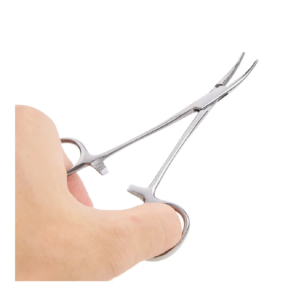 Stainless Steel Forceps Pet Clip Suture Clamp Blood Stopper Tweezers Straight Head Bent Head for Surgery And Acupuncture