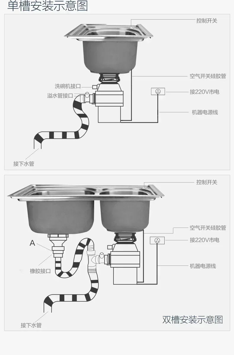 Garbage Disposer Kitchen Sewer Kitchen Waste Food Crusher Household Life Disposer Machine Household Crusher C