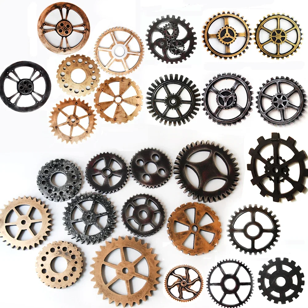 

Vintage Wood Wheel Steampunk Gear Sculpture Gear Retro Design Ornaments Bar Pub Wall Decor Cog Rustic Decorative Wood Craft