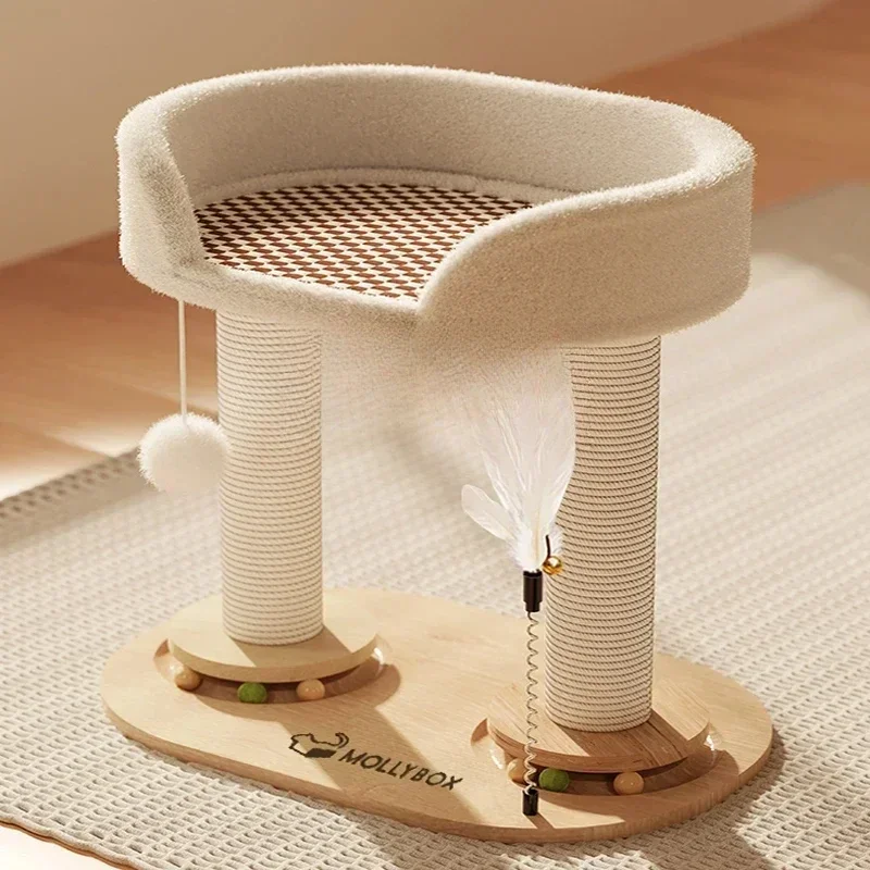 Cat Climbing Frame Integrated Solid Wood Sisal Four Seasons Universal Toy Turntable Cat Teaser Cat Climber