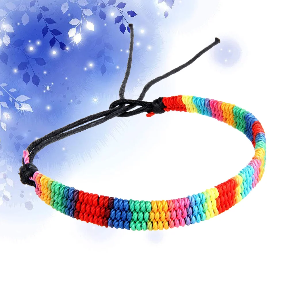 

Colorful For Decor Stylish Hand Decor Gift Multicolor Women Knitting Bracelet Hand Women Bracelet Rope Wide Side