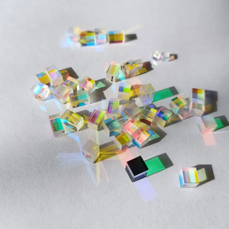 10pcs Mini Optical Prism Color Dichroic Glass Cube Optical Glass X-cube Beam Combiner Beautiful Prism DIY jewelry decoration