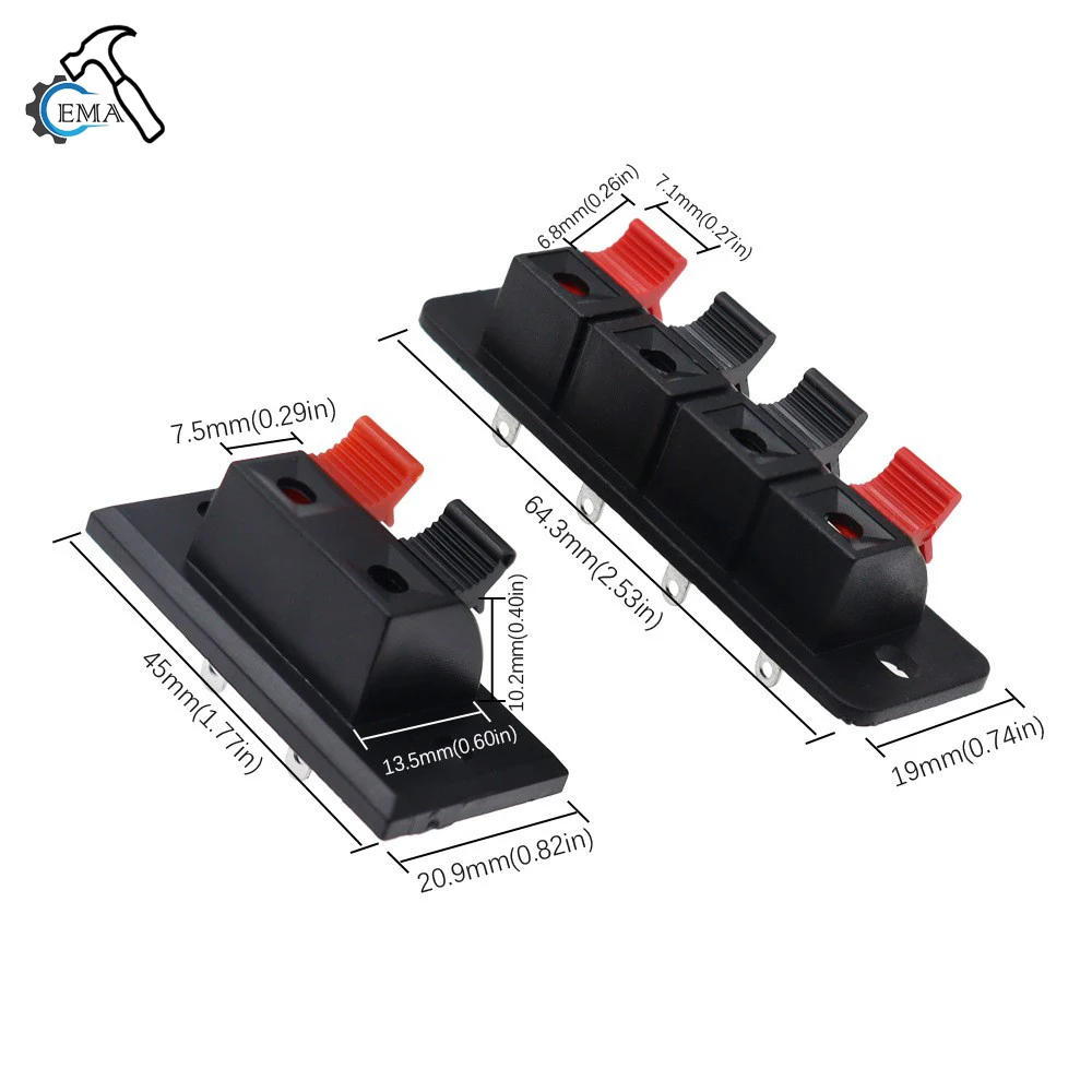 Spring Speaker Terminal Clip 2 Way Speaker Spring Connection Clip Jointing Clamp Jack Socket Push Release Connector Speaker Term