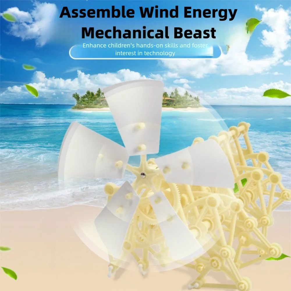 Creative DIY Toy Robot Interesting Wind Powered Wind Energy Powered Toy Educational Features Mini Strandbeest Model Gift