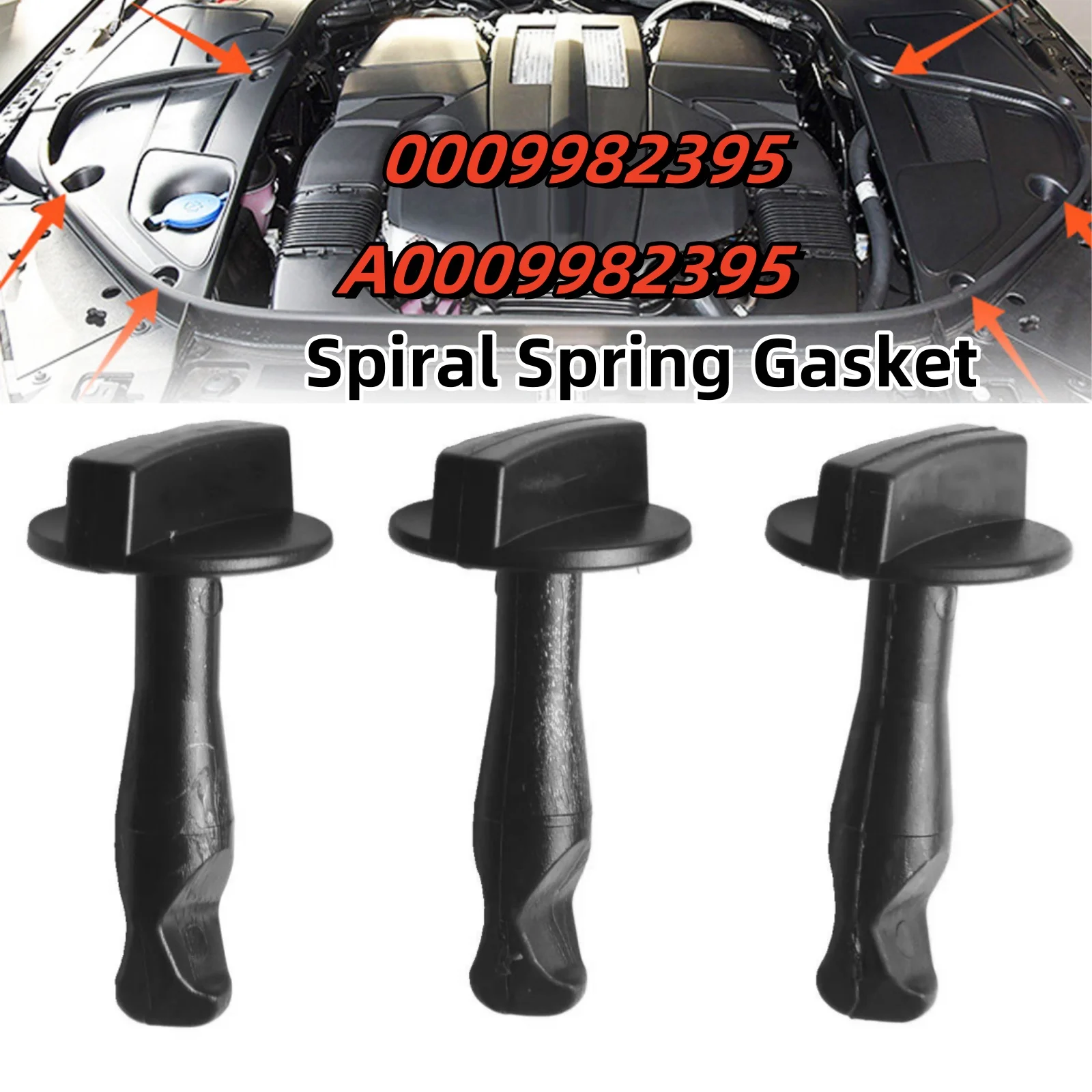 3x Car Spiral Spring Gasket 0009982395 A0009982395 For Mercedes-Benz S-Class W222 Cabin Guard Plate Clip Rotating Clip Lock